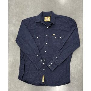 Larry Mahan Cowboy Collection Men's L Pearl Snap Western Shirt Navy Floral